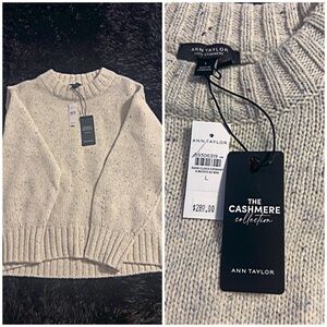 Ann Taylor Cream Cashmere Turtleneck Sweater